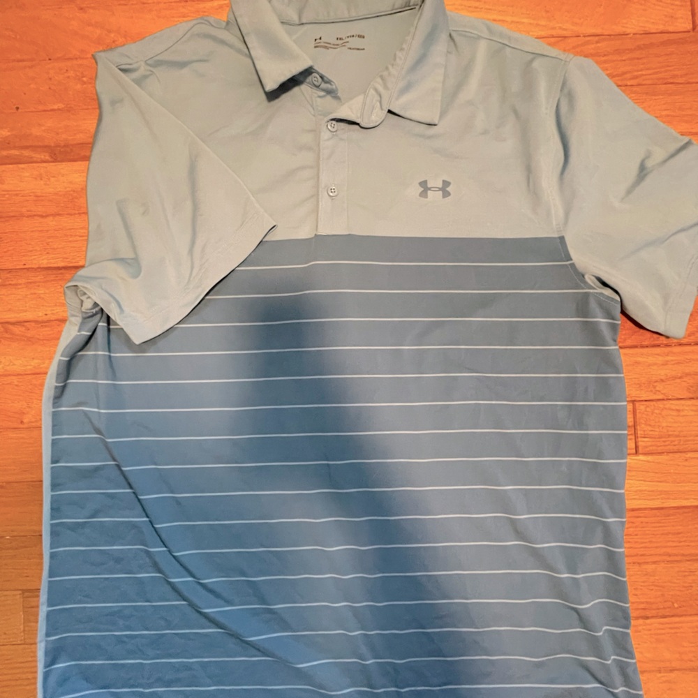 Blue XXL under armour striped golf shirt